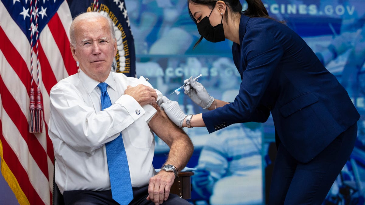 President Joe Biden receives a COVID-19 booster shot