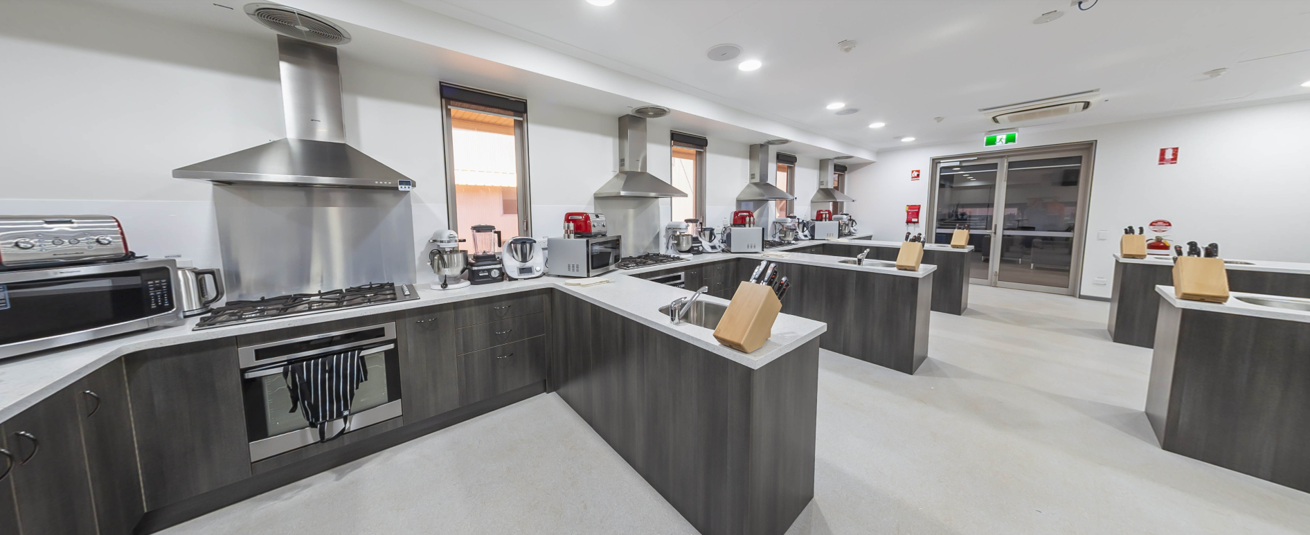 Fully-equipped kitchen comes along with the dorm rooms for workers to cook